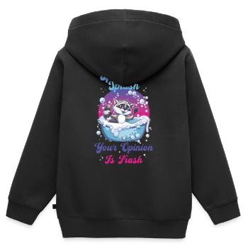 Waschbär Splish Splash - Kinder Premium Organic Zip Hoodie - Schwarz - Hinten - AI Model Kid Male (0cm)