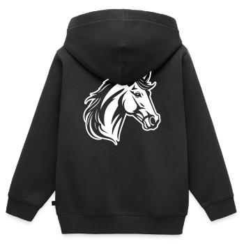 Pferd Kopf - Kinder Premium Organic Zip Hoodie - Schwarz - Hinten - AI Model Kid Male (0cm)