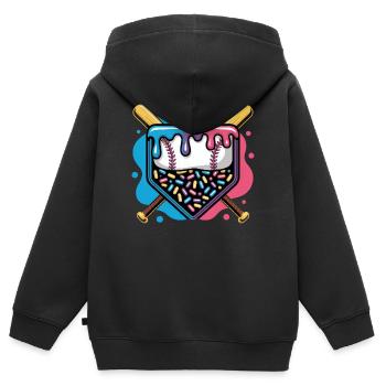 Beignet de plaque de baseball avec pépites - Sweat Premium à capuche zippé enfant bio - noir - Dos - AI Model Kid Male (0cm)