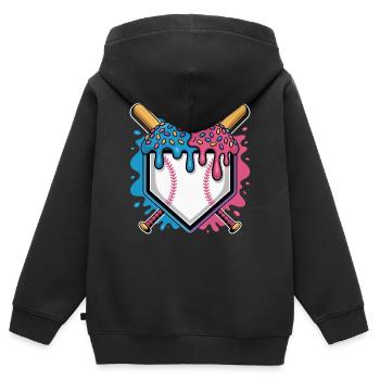 Plaque de baseball avec glace et pépites - Sweat Premium à capuche zippé enfant bio - noir - Dos - AI Model Kid Male (0cm)