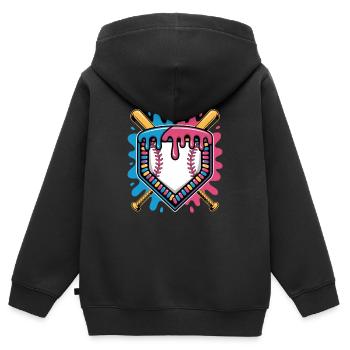 Bâtons de Plaque de Baseball Color Splash - Sweat Premium à capuche zippé enfant bio - noir - Dos - AI Model Kid Male (0cm)