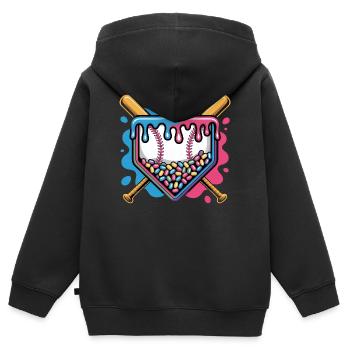 Baseball Home Plate Jelly Beans Zuckerguss - Kinder Premium Organic Zip Hoodie - Schwarz - Hinten - AI Model Kid Male (0cm)