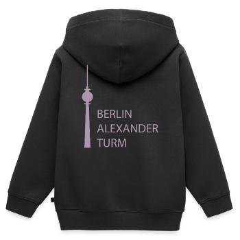 Funny Berlin TV Tower Parody Minimal - Kids Premium Organic Zip-up Hoodie - black - Back - AI Model Kid Male (0cm)