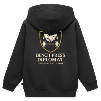 Drôle de développé couché Meme Spot Me Bro Powerlifting - Sweat Premium à capuche zippé enfant bio - noir - Dos - AI Model Kid Male (0cm)