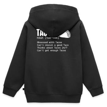 Tac Funny Taco Definition Humor - Kinder Premium Organic Zip Hoodie - Schwarz - Hinten - AI Model Kid Male (0cm)