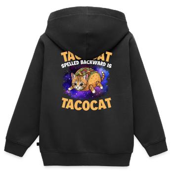 Tacocat rückwärts geschrieben ist Tacocat - Kinder Premium Organic Zip Hoodie - Schwarz - Hinten - AI Model Kid Male (0cm)