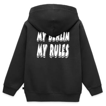 Berlin - Sweat Premium à capuche zippé enfant bio - noir - Dos - AI Model Kid Male (0cm)