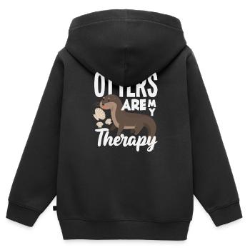Seeotter Cartoon Therapie - Kinder Premium Organic Zip Hoodie - Schwarz - Hinten - AI Model Kid Male (0cm)