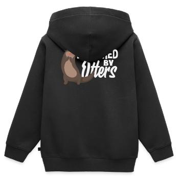 Angetrieben Von Sea Otter Cartoon - Kinder Premium Organic Zip Hoodie - Schwarz - Hinten - AI Model Kid Male (0cm)
