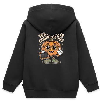 Un enseignant d’automne dit que l’enseignement est une gourde Geous - Sweat Premium à capuche zippé enfant bio - noir - Dos - AI Model Kid Male (0cm)