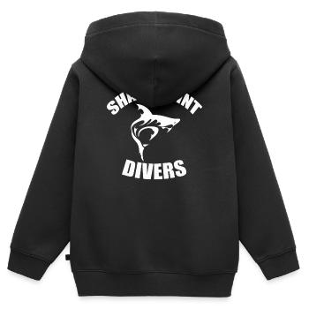 SHARK POINT DIVERS - Kinder Premium Organic Zip Hoodie - Schwarz - Hinten - AI Model Kid Male (0cm)