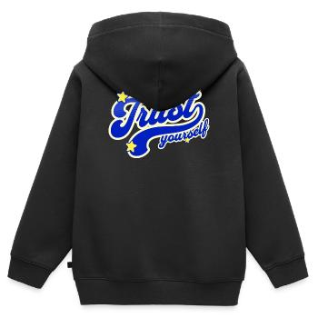 Confiance en soi Script Étoilé - Sweat Premium à capuche zippé enfant bio - noir - Dos - AI Model Kid Male (0cm)