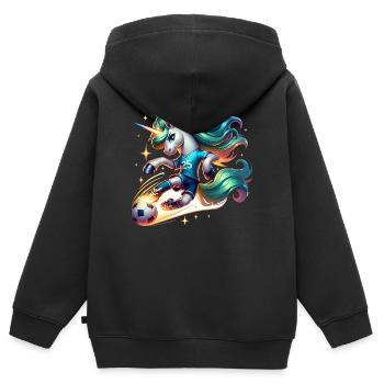 Einhorn Fussball Spielerin 25 Magischer Kick - Kinder Premium Organic Zip Hoodie - Schwarz - Hinten - AI Model Kid Male (0cm)