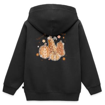 Patchwork Pumpkin Patch - Kids Premium Organic Zip-up Hoodie - black - Back - AI Model Kid Male (0cm)