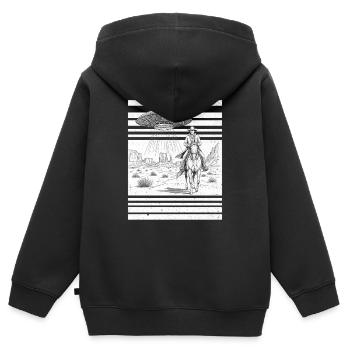 OVNI Western Knight - Sweat Premium à capuche zippé enfant bio - noir - Dos - AI Model Kid Male (0cm)