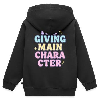 Main-Character-Vibes - Kinder Premium Organic Zip Hoodie - Schwarz - Hinten - AI Model Kid Male (0cm)
