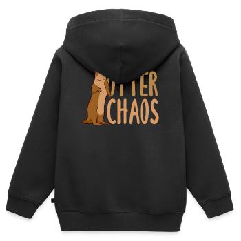 Pun Seeotter Cartoon - Kinder Premium Organic Zip Hoodie - Schwarz - Hinten - AI Model Kid Male (0cm)