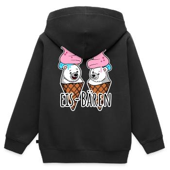 Zwei leckere Eis Bären an der Eisdiele - Kinder Premium Organic Zip Hoodie - Schwarz - Hinten - AI Model Kid Male (0cm)
