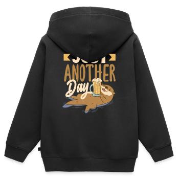 Seeotter Cartoon Lustiges Wortspiel Otter - Kinder Premium Organic Zip Hoodie - Schwarz - Hinten - AI Model Kid Male (0cm)
