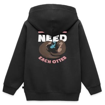 Seeotter Wir Brauchen Jeden Otter - Kinder Premium Organic Zip Hoodie - Schwarz - Hinten - AI Model Kid Male (0cm)