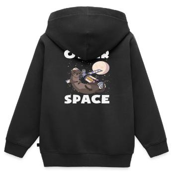 Seeotter Cartoon Raum Pun - Kinder Premium Organic Zip Hoodie - Schwarz - Hinten - AI Model Kid Male (0cm)