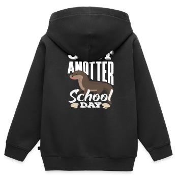 Seeotter Cartoon School Day - Kinder Premium Organic Zip Hoodie - Schwarz - Hinten - AI Model Kid Male (0cm)