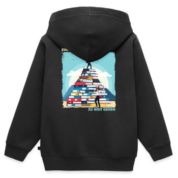 Bücherstapel Aufstieg - Kinder Premium Organic Zip Hoodie - Schwarz - Hinten - AI Model Kid Male (0cm)