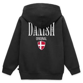Original Danish, Danish Pride - Kids Premium Organic Zip-up Hoodie - black - Back - AI Model Kid Male (0cm)