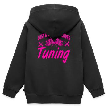 Tuning - Kinder Premium Organic Zip Hoodie - Schwarz - Hinten - AI Model Kid Male (0cm)