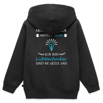 Technicien d’éclairage Technologie d’éclairage Dire concepteur d’éclairage - Sweat Premium à capuche zippé enfant bio - noir - Dos - AI Model Kid Male (0cm)