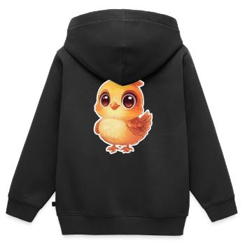 Poussin - Sweat Premium à capuche zippé enfant bio - noir - Dos - AI Model Kid Male (0cm)