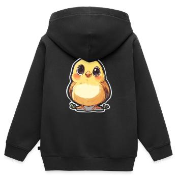 Poussin - Sweat Premium à capuche zippé enfant bio - noir - Dos - AI Model Kid Male (0cm)