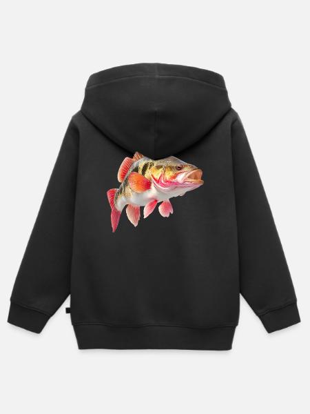 Leuchtender Barsch Farbexplosion - Kinder Premium Organic Zip Hoodie - Schwarz