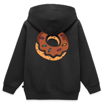 Beignet coloré avec glaçage au chocolat - Sweat Premium à capuche zippé enfant bio - noir - Dos - AI Model Kid Male (0cm)