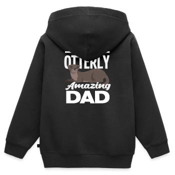 Seeotter Cartoon Papa - Kinder Premium Organic Zip Hoodie - Schwarz - Hinten - AI Model Kid Male (0cm)