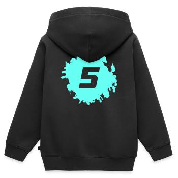 Zahl Fünf im Farbsplash - Kinder Premium Organic Zip Hoodie - Schwarz - Hinten - AI Model Kid Male (0cm)