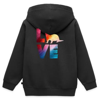 Seeotter Cartoon Bunte Liebe - Kinder Premium Organic Zip Hoodie - Schwarz - Hinten - AI Model Kid Male (0cm)