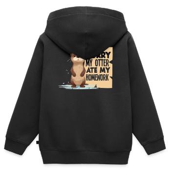 Seeotter Cartoon Ate My Homework - Kinder Premium Organic Zip Hoodie - Schwarz - Hinten - AI Model Kid Male (0cm)