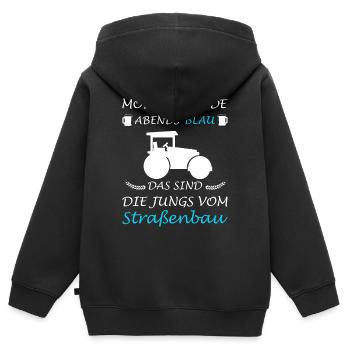 Construction de routes Ouvriers du bâtiment - Sweat Premium à capuche zippé enfant bio - noir - Dos - AI Model Kid Male (0cm)