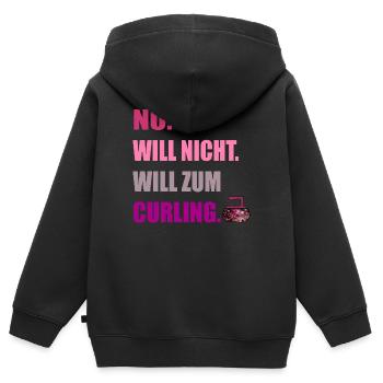 WINTERSPORT CURLING Eisstockschießen - Kinder Premium Organic Zip Hoodie - Schwarz - Hinten - AI Model Kid Male (0cm)