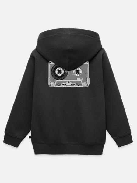 Kassette Retro Print - Kinder Premium Organic Zip Hoodie - Schwarz