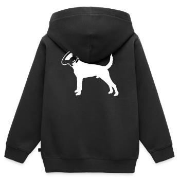 SUB WOOF WOOF - Kinder Premium Organic Zip Hoodie - Schwarz - Hinten - AI Model Kid Male (0cm)