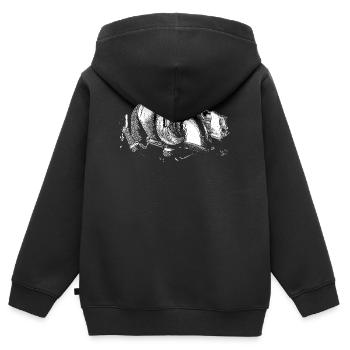 Géométrie spirale monochrome - Sweat Premium à capuche zippé enfant bio - noir - Dos - AI Model Kid Male (0cm)