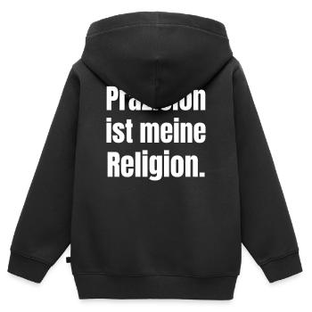 Präzision ist meine Religion. - Kinder Premium Organic Zip Hoodie - Schwarz - Hinten - AI Model Kid Male (0cm)