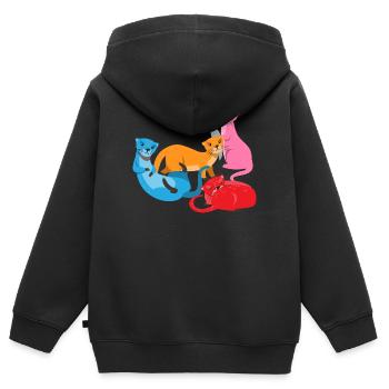 Seeotter Cartoon Fischotter - Kinder Premium Organic Zip Hoodie - Schwarz - Hinten - AI Model Kid Male (0cm)