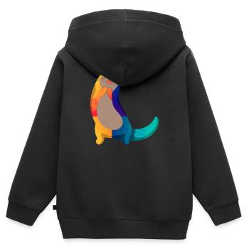 Seeotter Cartoon - Kinder Premium Organic Zip Hoodie - Schwarz - Hinten - AI Model Kid Male (0cm)
