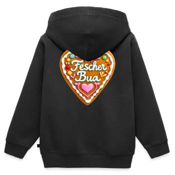 Lebkuchenherz Fescher Bua Bayern Tracht Rummel - Kinder Premium Organic Zip Hoodie - Schwarz - Hinten - AI Model Kid Male (0cm)