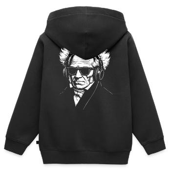 Portrait vintage de philosophe allemand Schopenhauer - Sweat Premium à capuche zippé enfant bio - noir - Dos - AI Model Kid Male (0cm)