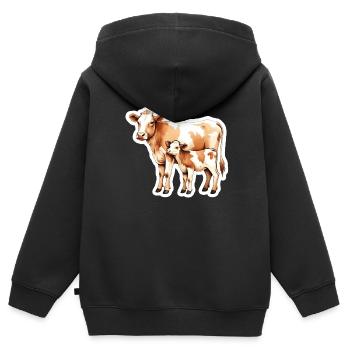 Kuhliebe – Mutter und Kalb - Kinder Premium Organic Zip Hoodie - Schwarz - Hinten - AI Model Kid Male (0cm)