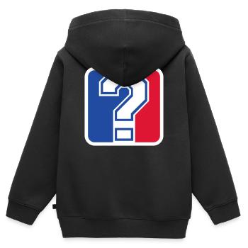 Question Mark League Icon – Sportfan - Kinder Premium Organic Zip Hoodie - Schwarz - Hinten - AI Model Kid Male (0cm)